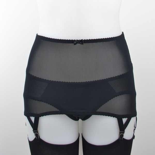 Black Roll On Girdle, Open Bottom, Vintage Style with Suspender straps Plus size Sizes 8-22