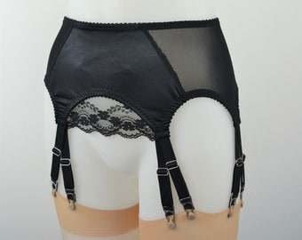 Lace Satin Suspender Garter Belt, Plus Size Lingerie, Vintage Style