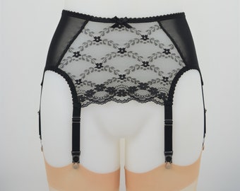 Black Lace Garter Belt: Vintage Style Lingerie, Plus Size Shapewear