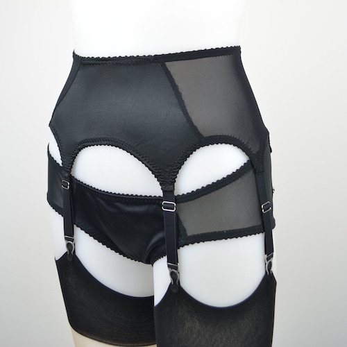6 Ystrap Suspender Garter Belt Classic Black Satin Vintage Etsy UK