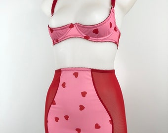 Pink and Red Hearts Longline Girdle