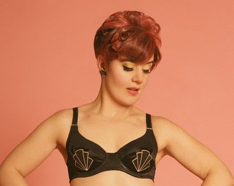 Art Deco Underwired Bra in vintage style 1950s Retro inspired lingerie  Available in plus size