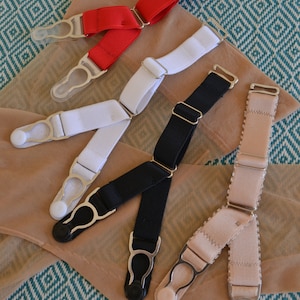 Steel Suspender straps Y-Straps/ Double Clips Premium Quality. Garter straps for stockings and lingerie.  detachable removeable replacement