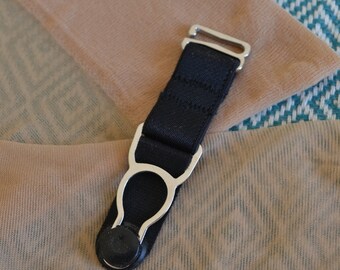Black Adjustable 15mm Metal Clip Garter Suspender Belt - Stretchy Nylon, UK Made