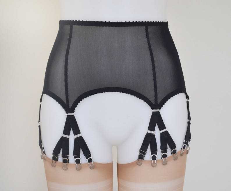 Multi Strap Suspender Garter Belt Sheer Black bed 24 Etsy