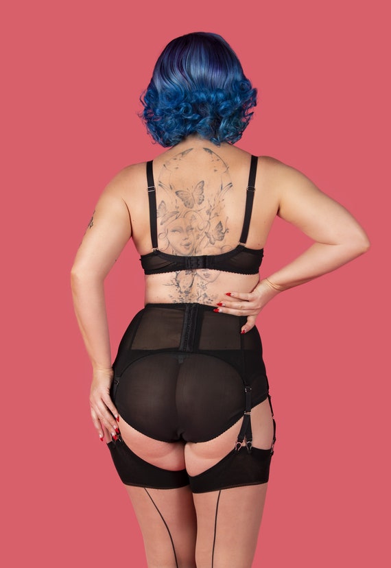 Black Mesh 6 Strap Suspender Belt ~ Pip and Pantalaimon – Pip & Pantalaimon  Lingerie