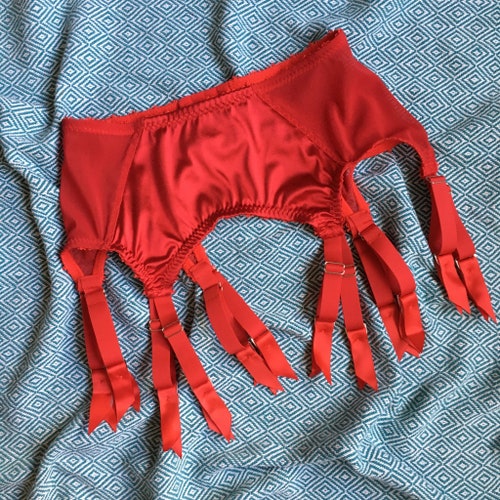 Black Satin Suspender Garter Belt Sheer 6 Strap Vintage Style Etsy