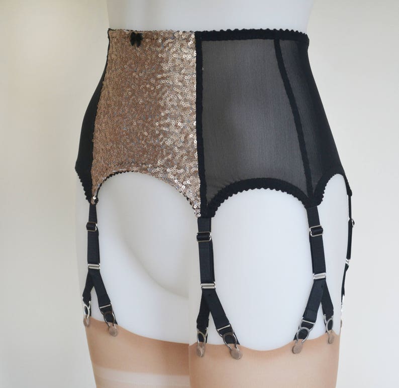 Gold Sequin Suspender Garter Belt 6 Ystrap glittery Etsy