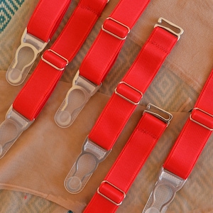 Red Steel Suspender Garter Straps Clips Premium Quality for stockings and lingerie 15mm wide 5/ detachable removeable replacement