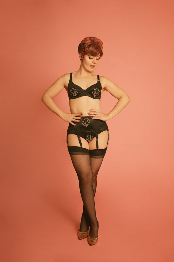 Art Deco Underwired Bra in Vintage Style 1950s Retro Inspired Lingerie  Available in Plus Size 
