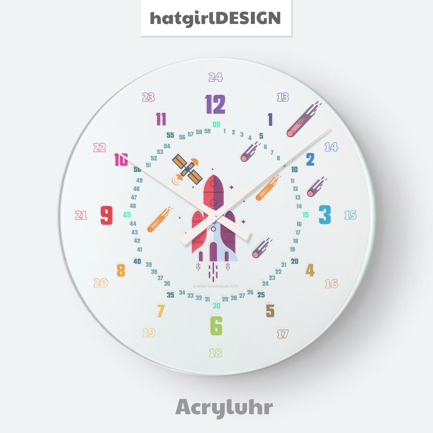 Learning clock with system as wall clock for children from 5 years