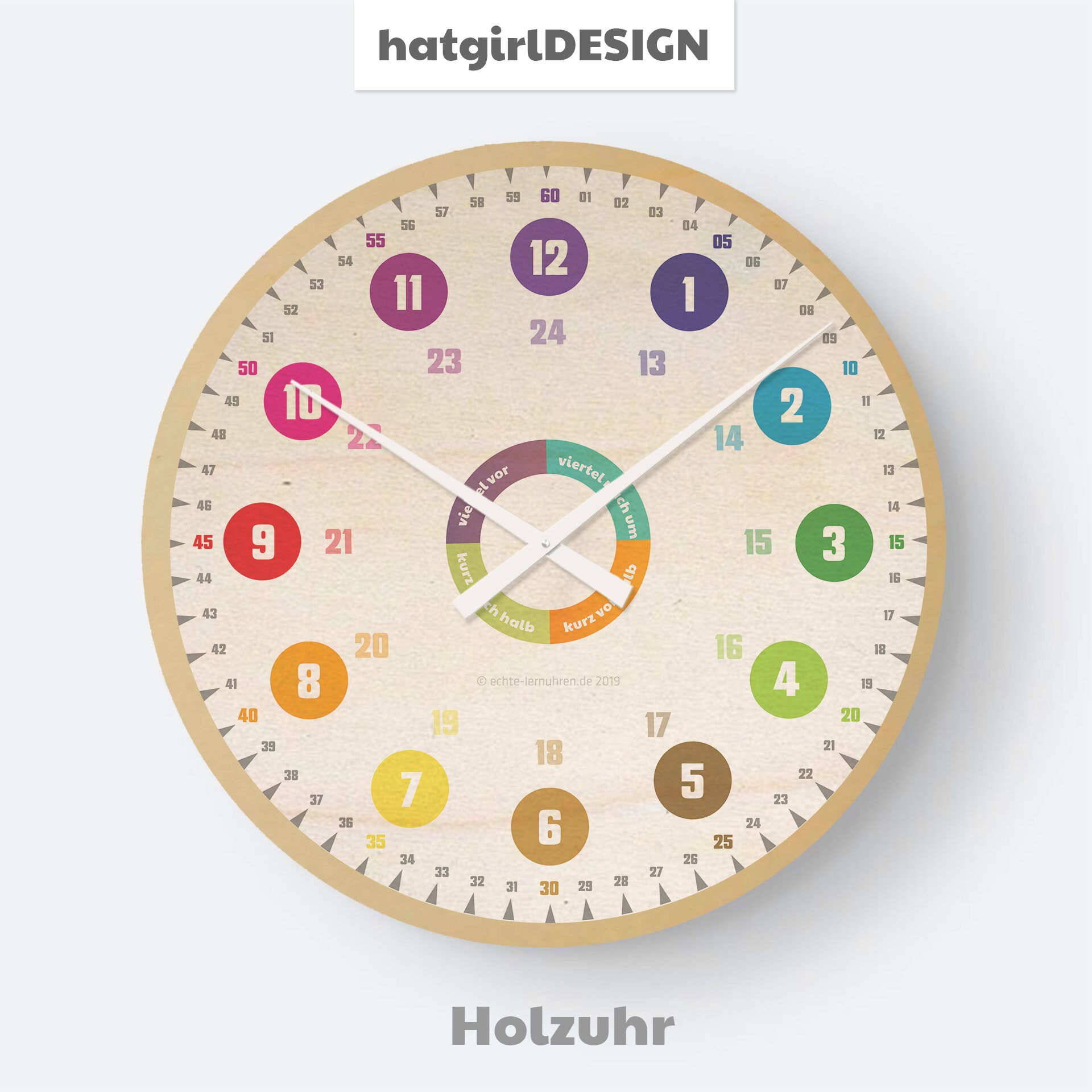 Learning clock with system as wall clock for children from 5 years