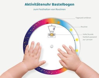 Aktivitätenuhr - Basteluhr mit 24 Stunden Anzeige und Aktivitätensticker zum selbst drucken und ausschneiden