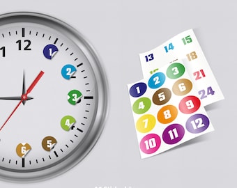 Learning clock stickers to stick on your wall clock • Learn to read a clock • Waldorf Montessori