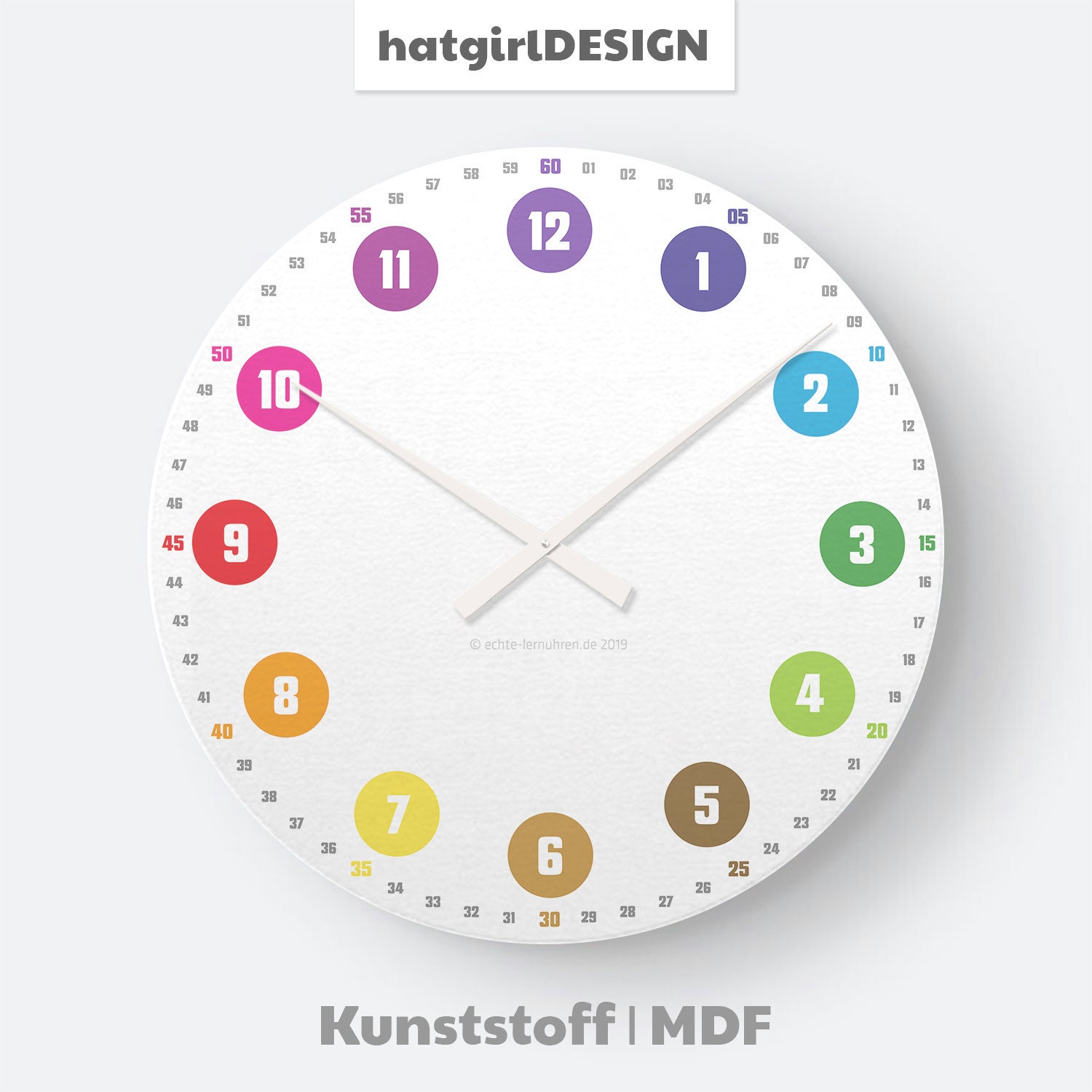 Learning clock with system as wall clock for children from 5 years