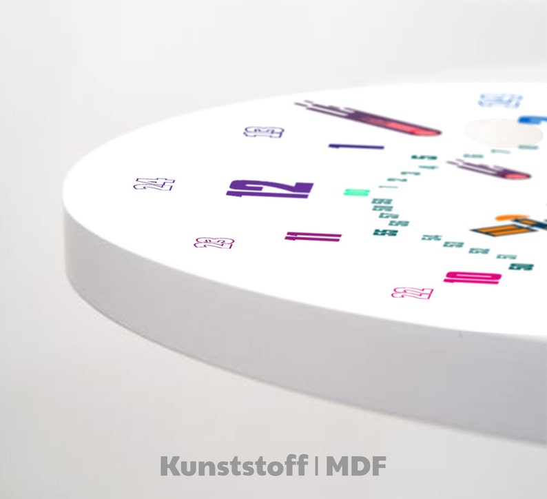 Kinder Wanduhr als Lernuhr gestaltet inkl. Begleitmaterial zum Uhr lernen, Uhr lesen lernen Waldorf Montessori Bild 2