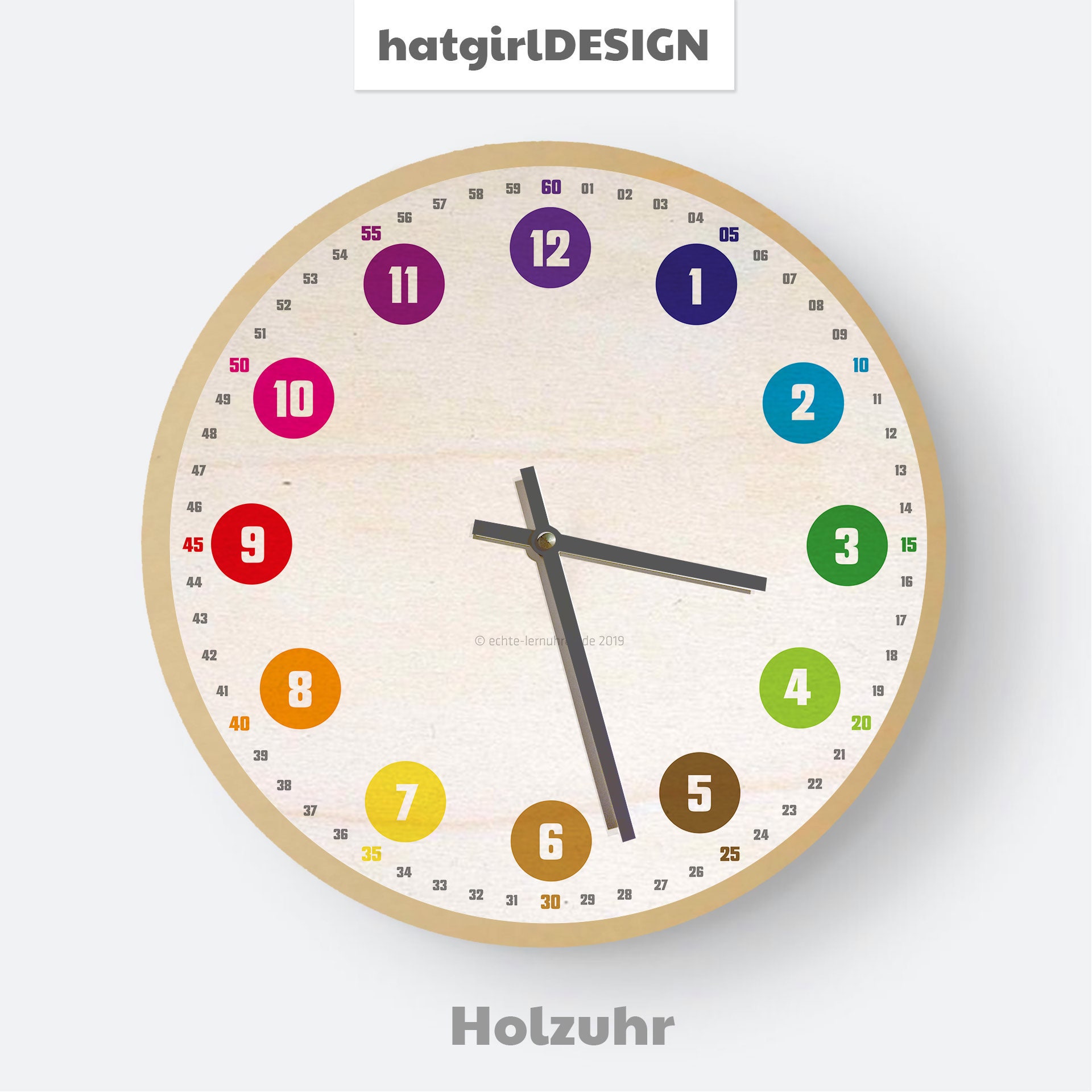 Learning clock with system as wall clock for children from 5 years