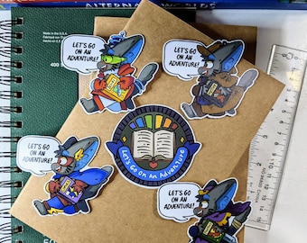 Let's Go On An Adventure In Reading Cat - Vinyl Stickers