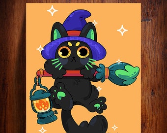 Witch Black Cat - Black Cat - Print