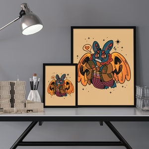 Mothman Pumpkin Spice Mothman Art Print Choose Your Size 4x6 8.5x11 standard size ready to frame cryptid monster cute fall image 2