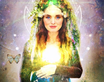 Gaea - The Divine Mother - 8x10 Signed Metallic Print Earth Goddess Art