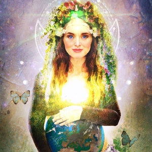 Gaea - the Divine Mother: 4X6 Matted Altar Art Print - mini art