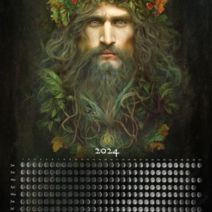 NEW- LUNA 2024 Moon Phase Calendar 11X17 Poster (The Green Man)