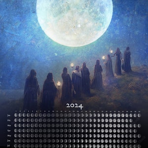 NEW- LUNA 2024 Moon Phase Calendar 11X17 Poster (The Moon and Her Daughters)