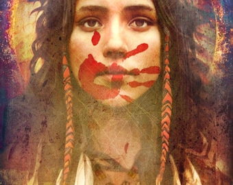 The Red Hand (She Who Is Silent) - 4X6 Matted Altar Art Gallery Print