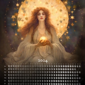 NEW- LUNA 2024 Moon Phase Calendar 11X17 Poster - Your Choice of Art