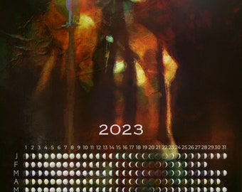 NEW- LUNA 2023 Moon Phase Calendar 11X17 Poster (Boudicea)