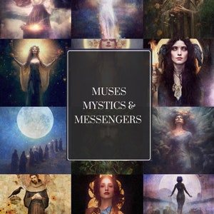 MUSES, MYSTICS & MESSENGERS Art Card Set and Velveteen Storage Bag image 1