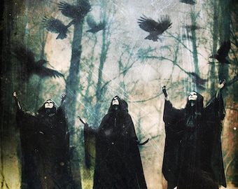 The Crones (Redoux), 4X6 Matted Mini Altar  Art Print
