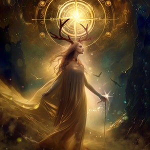 Elen of the Ways - 4X6 Matted Mini Altar Art Print