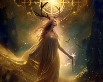Elen of the Ways - 4X6 Matted Mini Altar Art Print