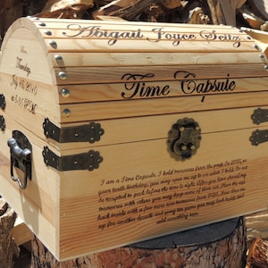 Time Capsule First Birthday / Keepsake Box Personalized Wood Burned Custom Pyrography