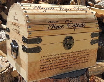 gift jewelry presentation box Time Capsule First Birthday / Keepsake Box Personalized Wood Burned Custom Pyrography