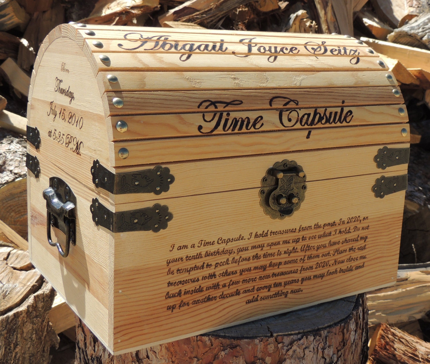 Time Capsule First Birthday / Keepsake Box Personalized Wood Burned
