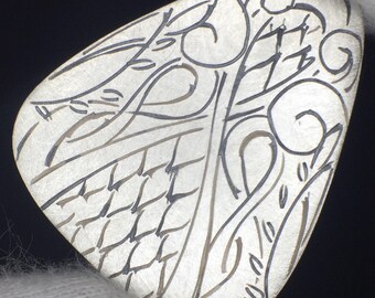 Engraved Guitar Pick-Sterling Silver