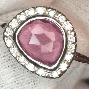 Pink Tourmaline/Diamond Ring-14k White Gold