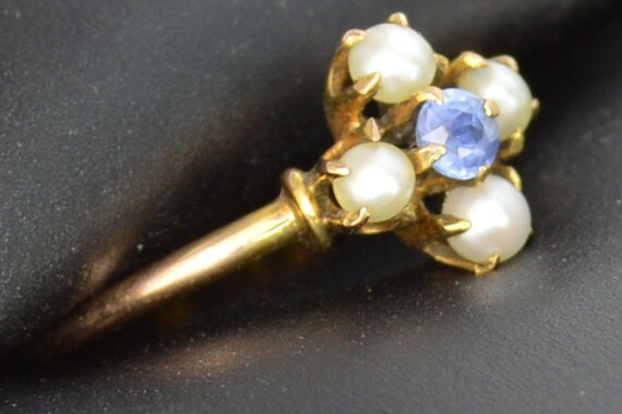 Second Hand Pearl/Sapphire Ring - image 2