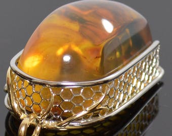 Amber Pendant - Platinum/18k Gold