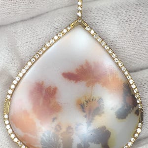 Gold Necklace, scenic agate, natural diamonds image 2