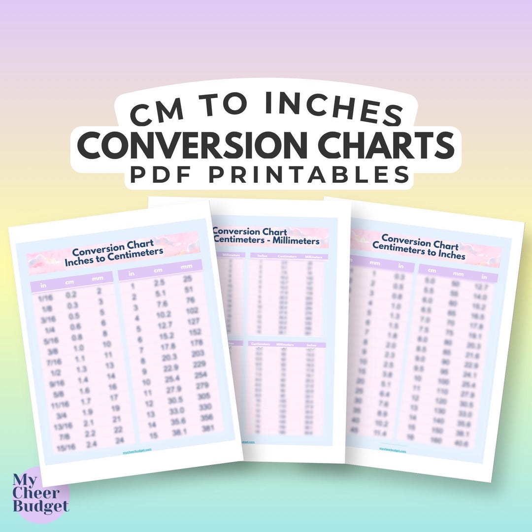 Conversion Chart Cm to Inches - Metric Measurement Guide Printable Pdfs ...