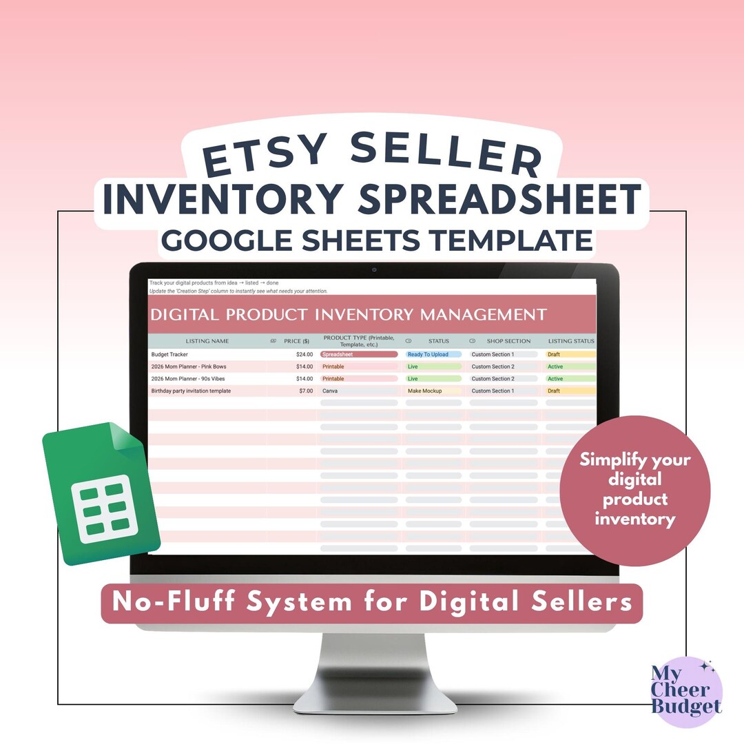 Etsy Inventory Spreadsheet | Digital Product Small Business Google ...