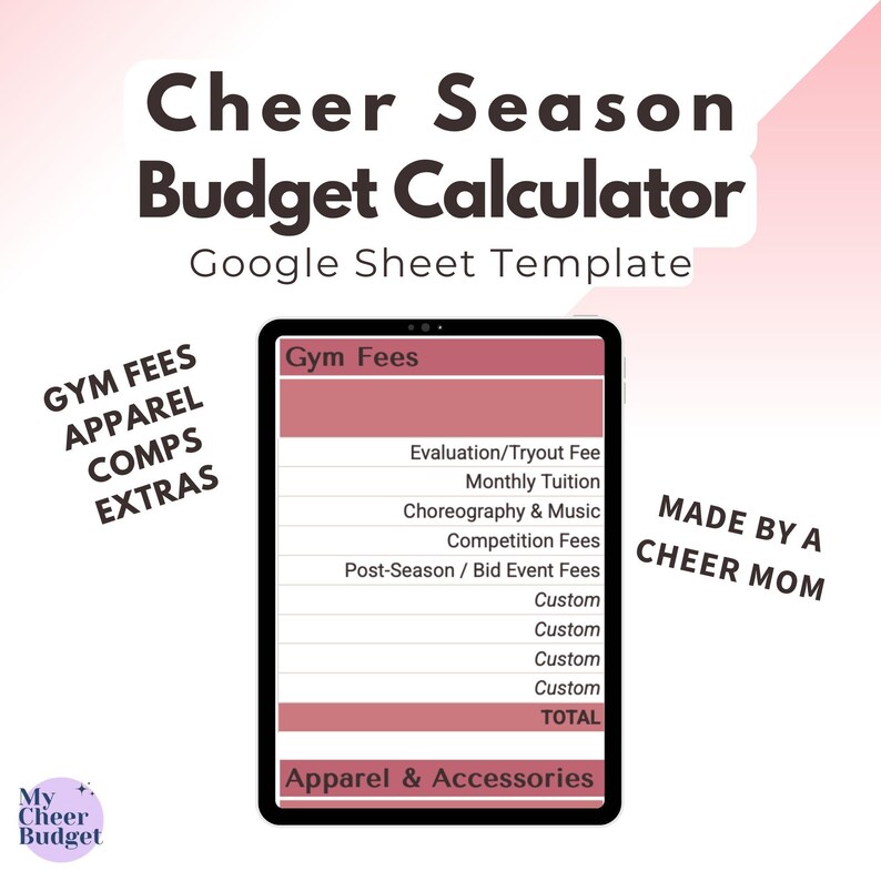 Competitive Cheer Expense Tracker: Google Sheets Budget (digital ...