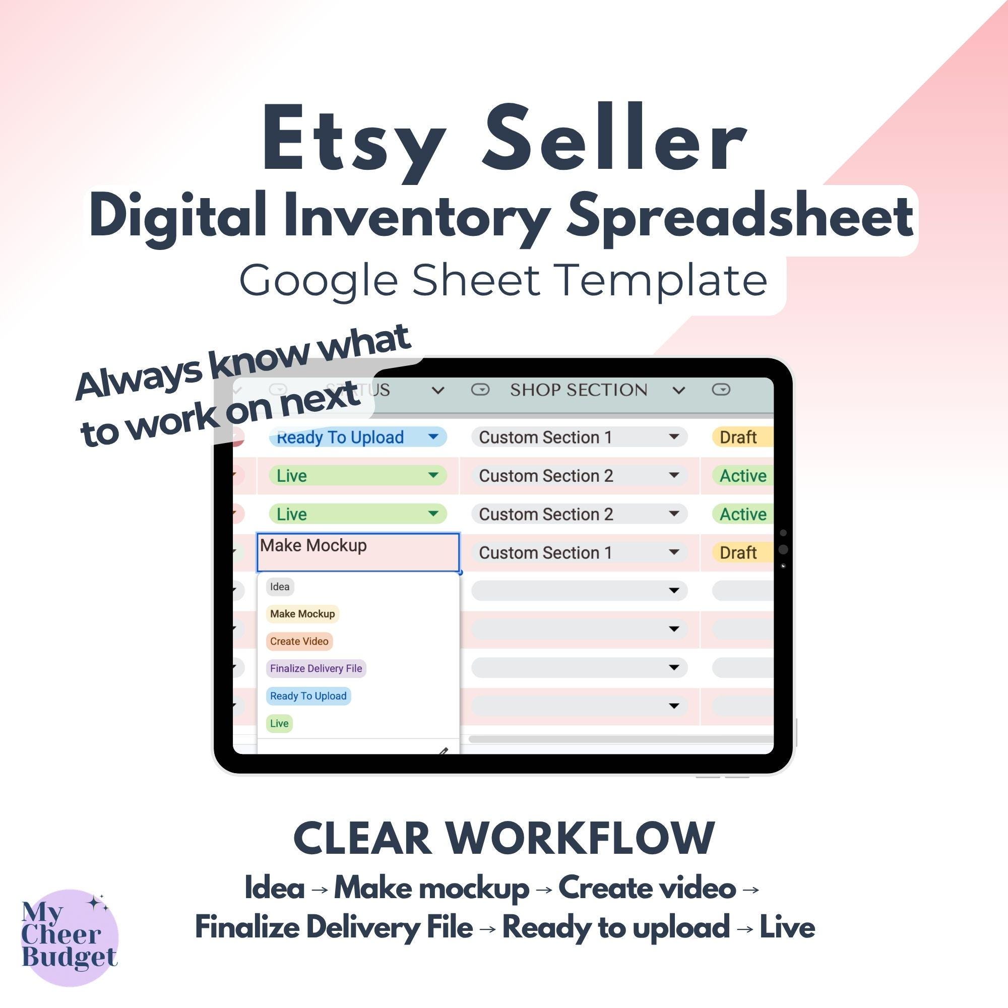 Etsy Inventory Spreadsheet | Digital Product Small Business Google ...
