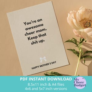 Carte sarcastique pour la fête des mères, carte de voeux drôle pour maman, téléchargement immédiat, entraîneur de pom-pom girls, humour torride pour adultes