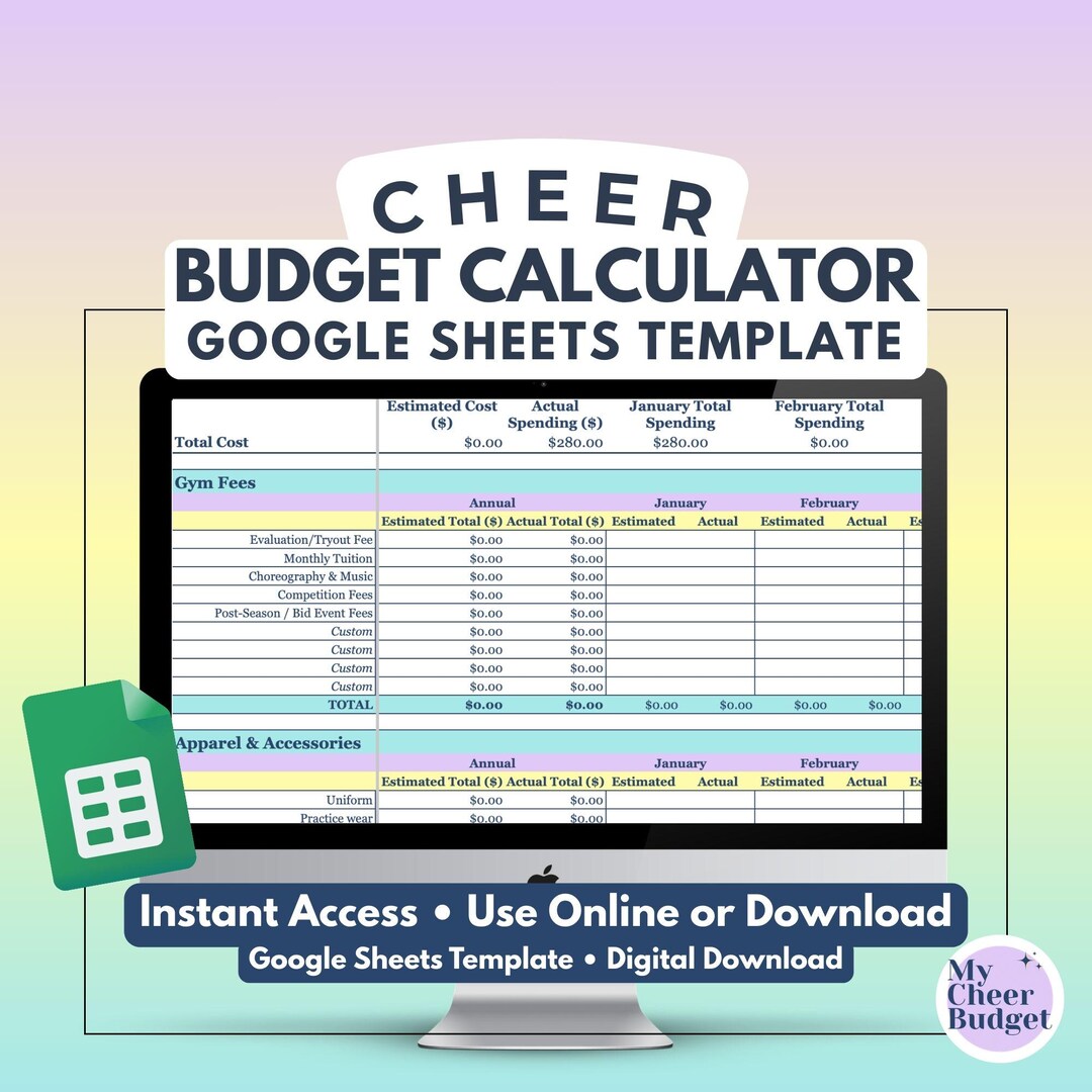 Competitive Cheer Expense Tracker: Google Sheets Budget (digital ...