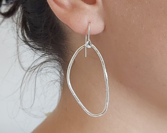 Oval loop earrings. Freeform  earrings. Organic oval earrings. Long earrings